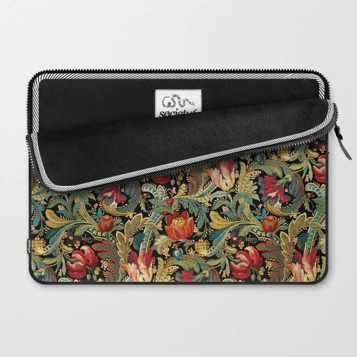 Vintage floral pattern (1918) Red Tulips Green Leaves Laptop Sleeve Gallery Image 2