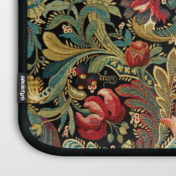 Vintage floral pattern (1918) Red Tulips Green Leaves Laptop Sleeve Gallery Image 3