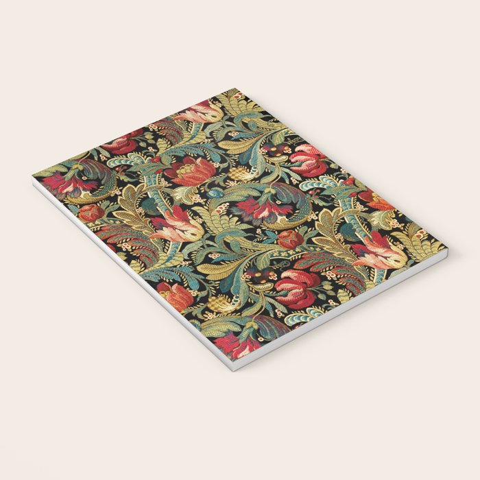 Vintage floral pattern (1918) Red Tulips Green Leaves Notebook Gallery Image 3