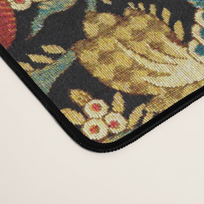 Vintage floral pattern (1918) Red Tulips Green Leaves Desk Mat Gallery Image 4