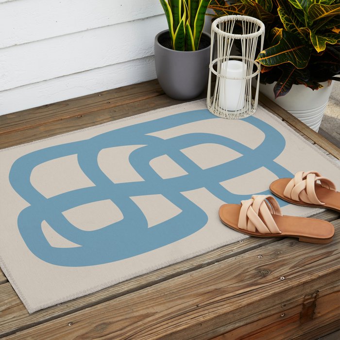 Abstract Scribble (Blue Beige) Outdoor Rug Gallery Image 2