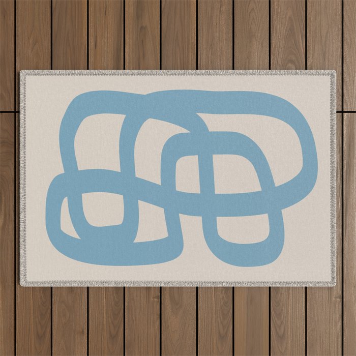 Abstract Scribble (Blue Beige) Outdoor Rug Gallery Image 1