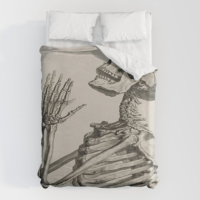 William Cheselden, Osteographia (The Anatomy of Bones), London, 1733 Praying Skeleton Duvet Cover Gallery Image 1