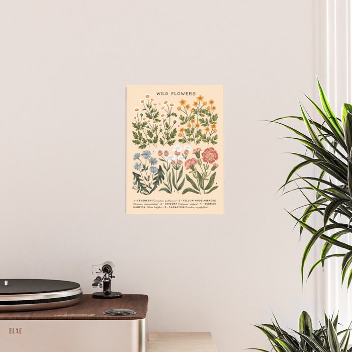 Wild Flowers ~ vol4. ~ light  vintage inspired botanical Poster Gallery Image 2