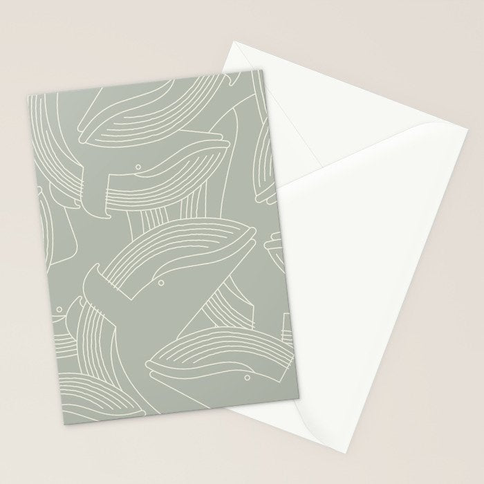 Minimalist Blue Whale Stationery Card Gallery Image 2