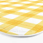 Yellow geometric plaid gingham pattern Bath Mat Gallery Image 3