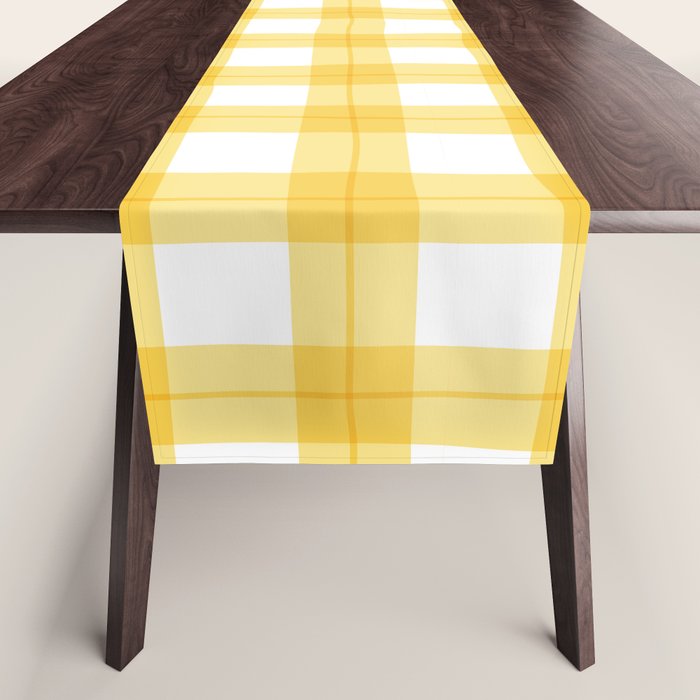 Yellow geometric plaid gingham pattern Table Runner Gallery Image 1