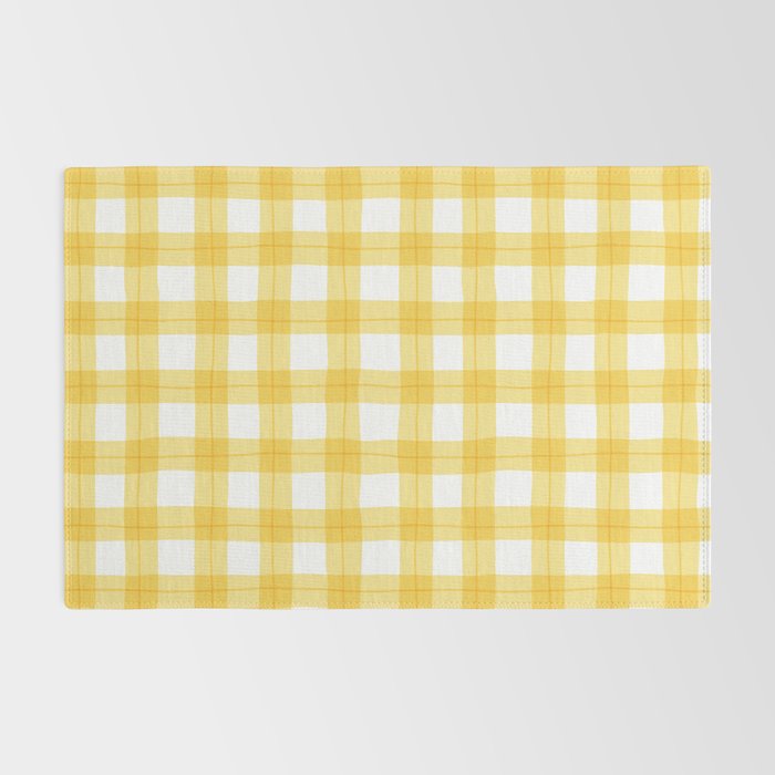 Yellow geometric plaid gingham pattern Rug Gallery Image 2