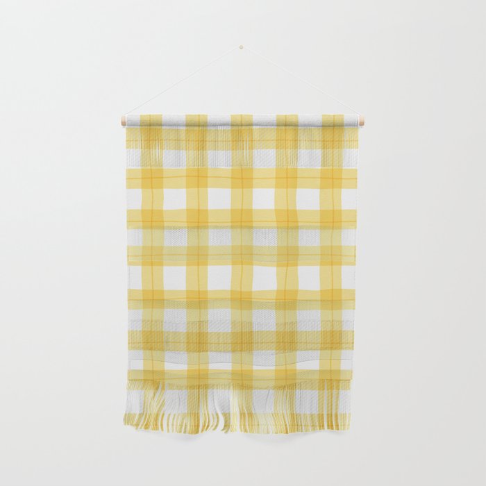 Yellow geometric plaid gingham pattern Wall Hanging Gallery Image 1