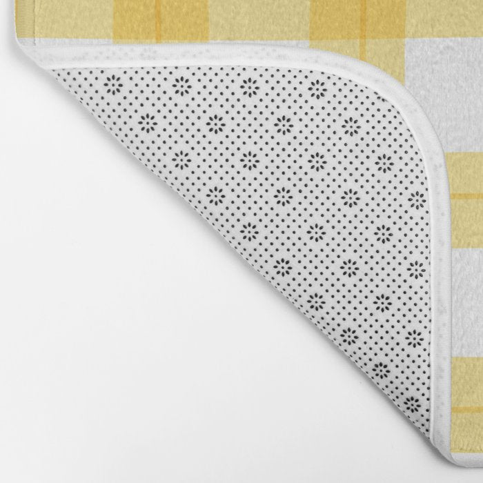 Yellow geometric plaid gingham pattern Bath Mat Gallery Image 2