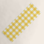 Yellow geometric plaid gingham pattern Yoga Mat Gallery Image 1