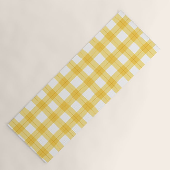 Yellow geometric plaid gingham pattern Yoga Mat Gallery Image 1