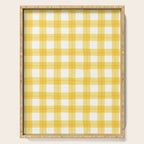 Yellow geometric plaid gingham pattern Serving Tray Gallery Image 1