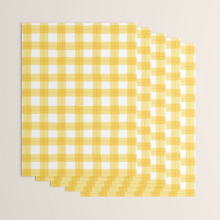 Yellow geometric plaid gingham pattern Wrapping Paper Gallery Image 3