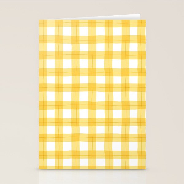 Yellow geometric plaid gingham pattern Stationery Card Gallery Image 2