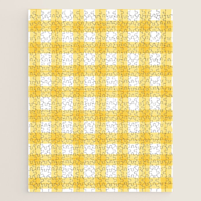 Yellow geometric plaid gingham pattern Jigsaw Puzzle Gallery Image 1