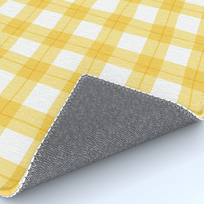 Yellow geometric plaid gingham pattern Rug Gallery Image 4