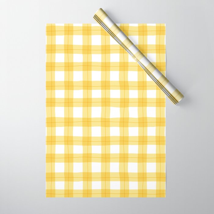 Yellow geometric plaid gingham pattern Wrapping Paper Gallery Image 1