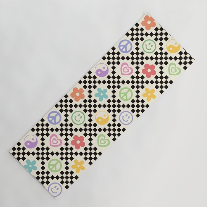 Retro Colorful Nostalgia Double Checker Yoga Mat Gallery Image 1