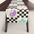 Retro Colorful Nostalgia Double Checker Table Runner Gallery Image 1