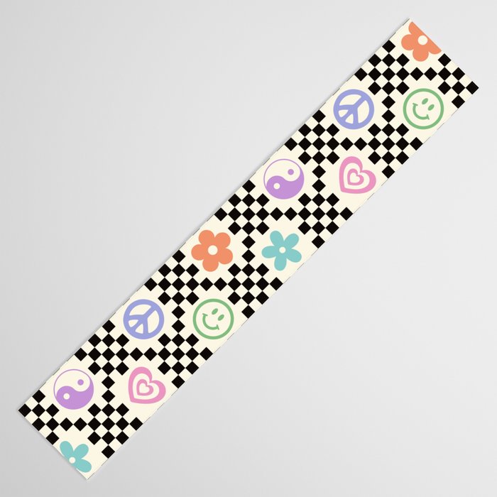 Retro Colorful Nostalgia Double Checker Table Runner Gallery Image 3