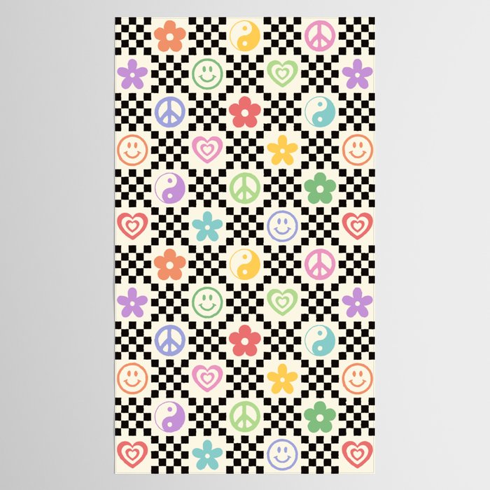 Retro Colorful Nostalgia Double Checker Tablecloth Gallery Image 2
