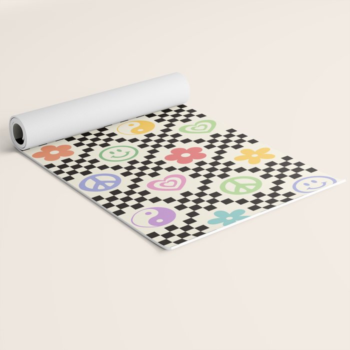 Retro Colorful Nostalgia Double Checker Yoga Mat Gallery Image 2