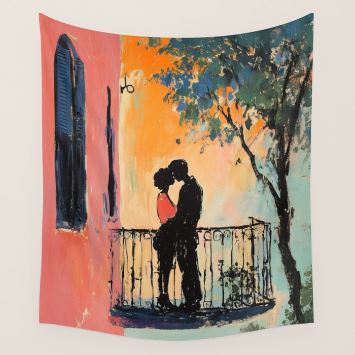 Sunset Balcony Lovers Wall Tapestry Gallery Image 4