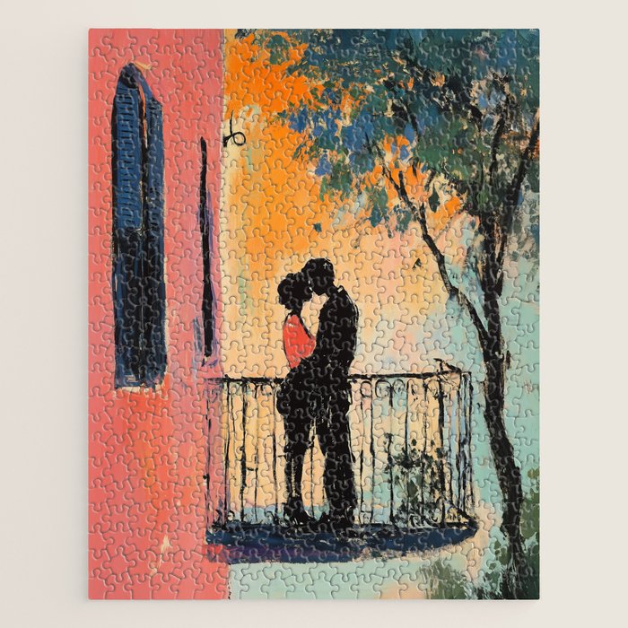 Sunset Balcony Lovers Jigsaw Puzzle Gallery Image 1