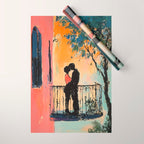 Sunset Balcony Lovers Wrapping Paper Gallery Image 1