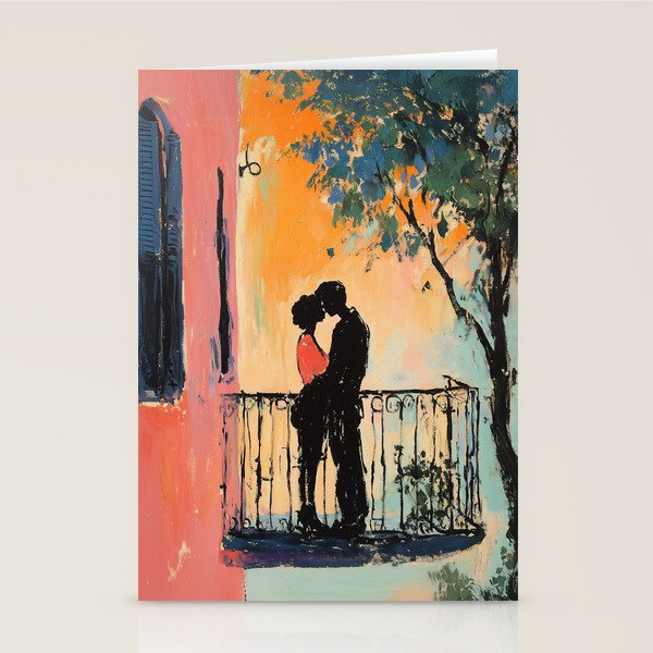 Sunset Balcony Lovers Stationery Card Gallery Image 2