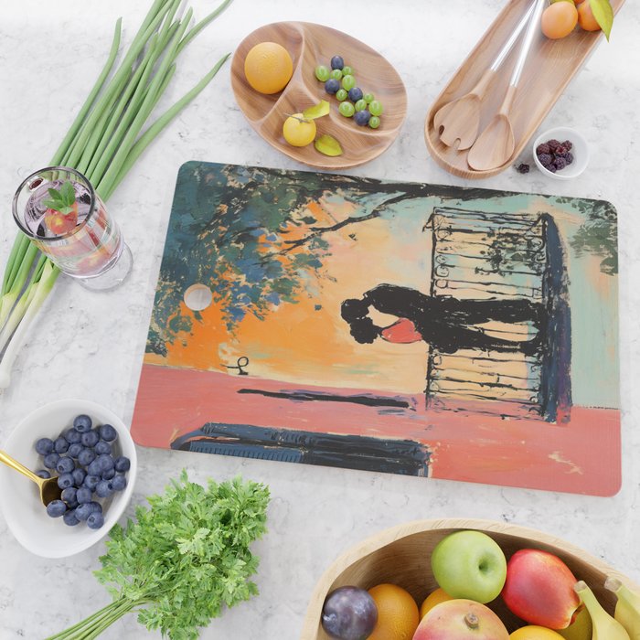 Sunset Balcony Lovers Cutting Board Gallery Image 2