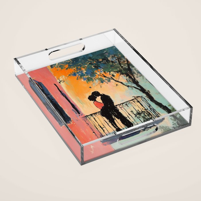 Sunset Balcony Lovers Acrylic Tray Gallery Image 1