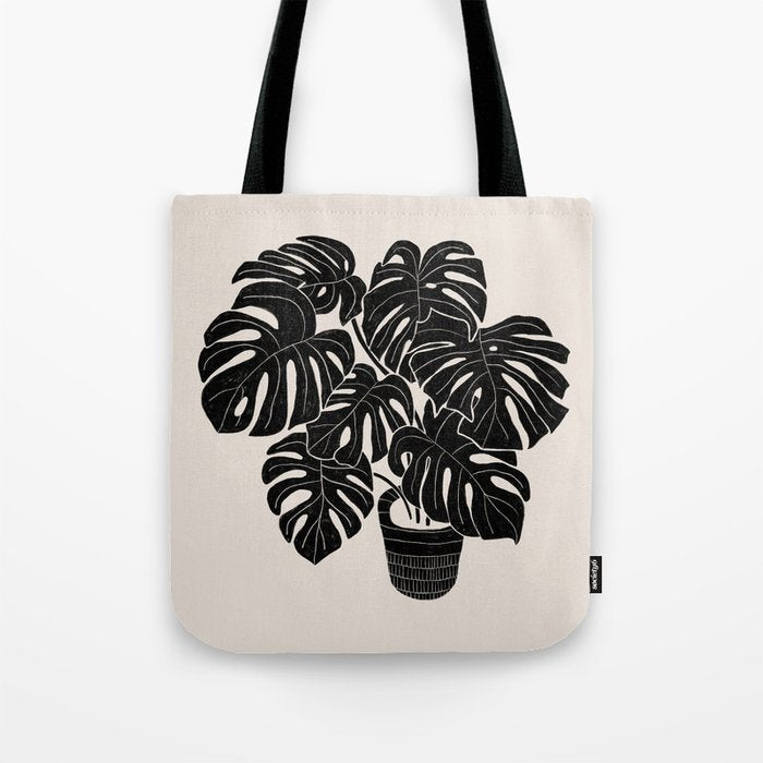 Black & White Plants / Monstera Deliciosa Tote Bag Gallery Image 1