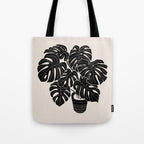 Black & White Plants / Monstera Deliciosa Tote Bag Gallery Image 1