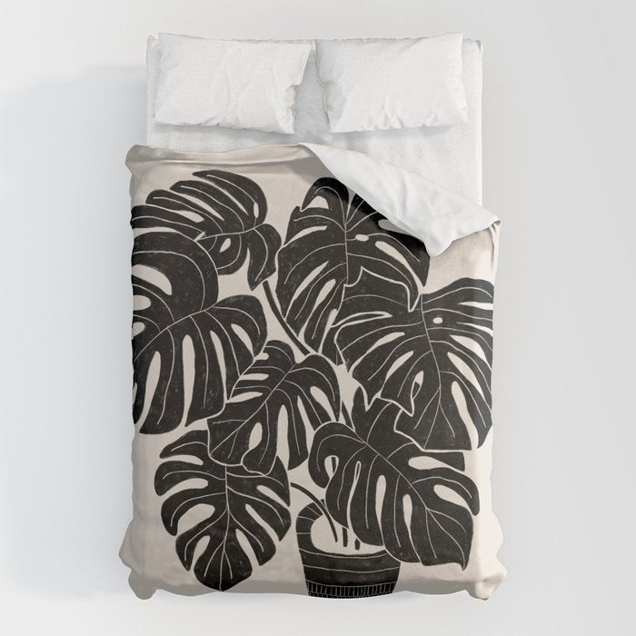 Black & White Plants / Monstera Deliciosa Duvet Cover Gallery Image 1