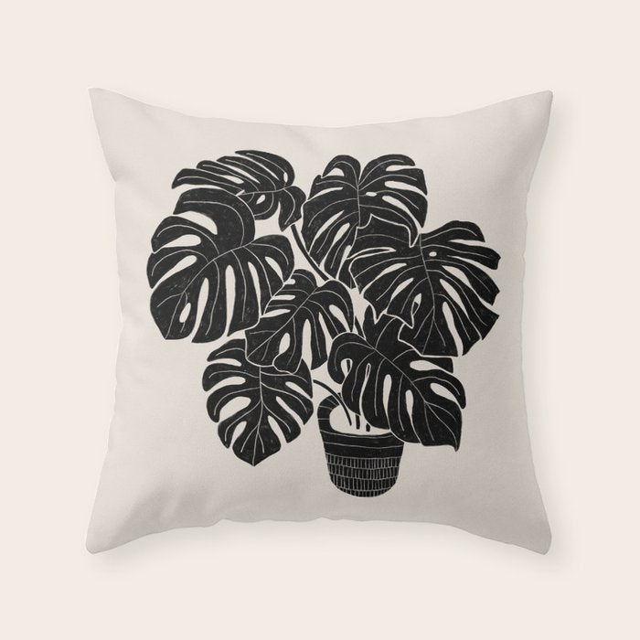 Black & White Plants / Monstera Deliciosa Throw Pillow Gallery Image 6