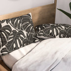Black & White Plants / Monstera Deliciosa Pillow Sham Gallery Image 2