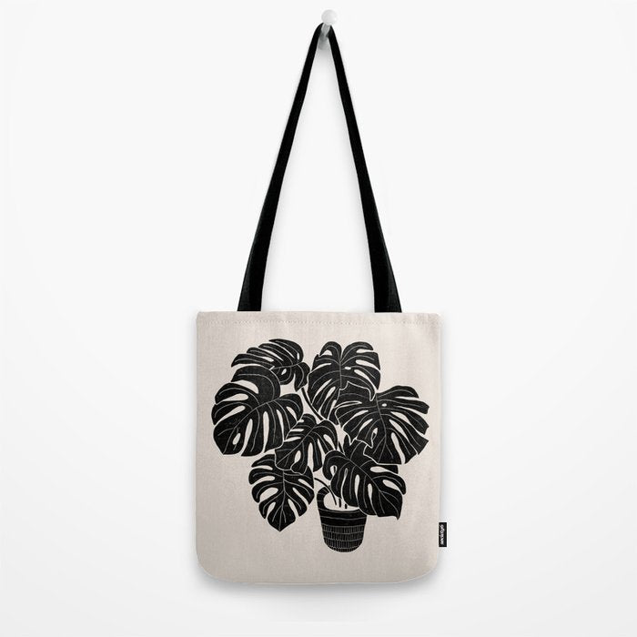 Black & White Plants / Monstera Deliciosa Tote Bag Gallery Image 2