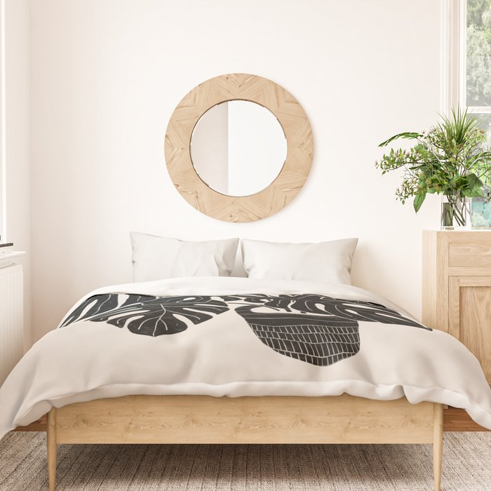 Black & White Plants / Monstera Deliciosa Duvet Cover Gallery Image 3