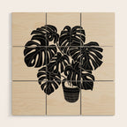 Black & White Plants / Monstera Deliciosa Wood Wall Art Gallery Image 1