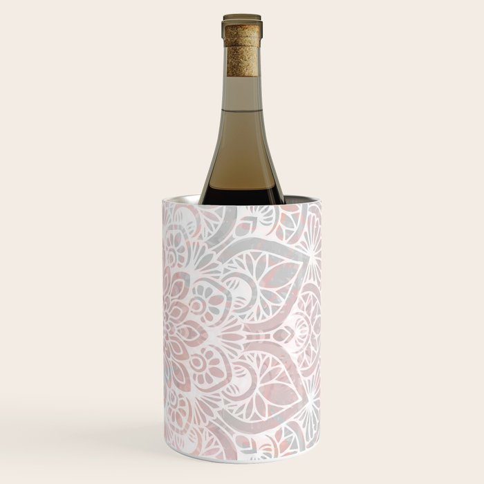 Mandala, Yoga, Love, Coral and Gray, Wall Art Boho Wine Chiller Gallery Image 3