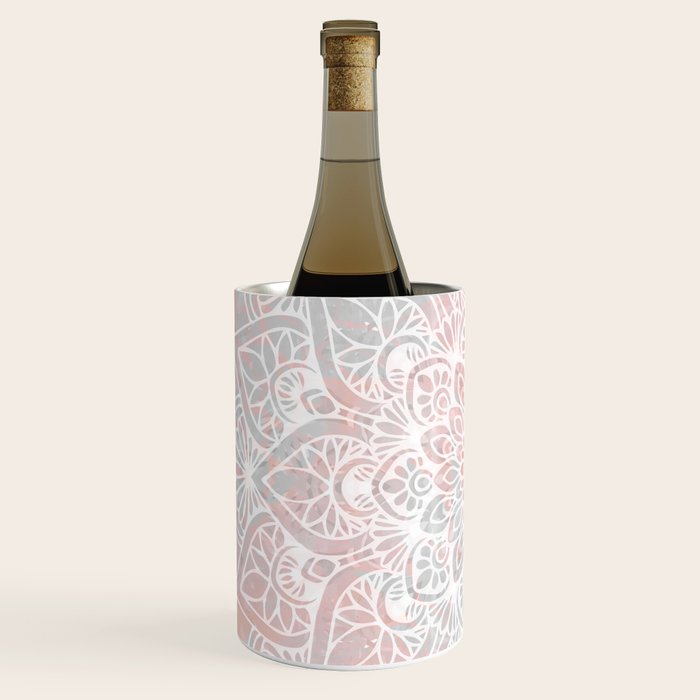 Mandala, Yoga, Love, Coral and Gray, Wall Art Boho Wine Chiller Gallery Image 2