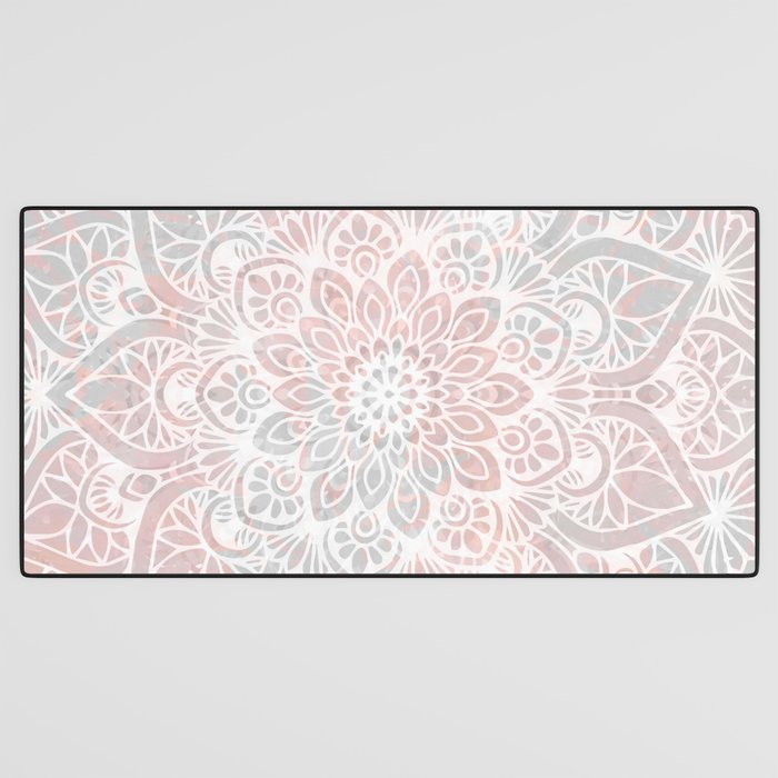 Mandala, Yoga, Love, Coral and Gray, Wall Art Boho Desk Mat Gallery Image 3