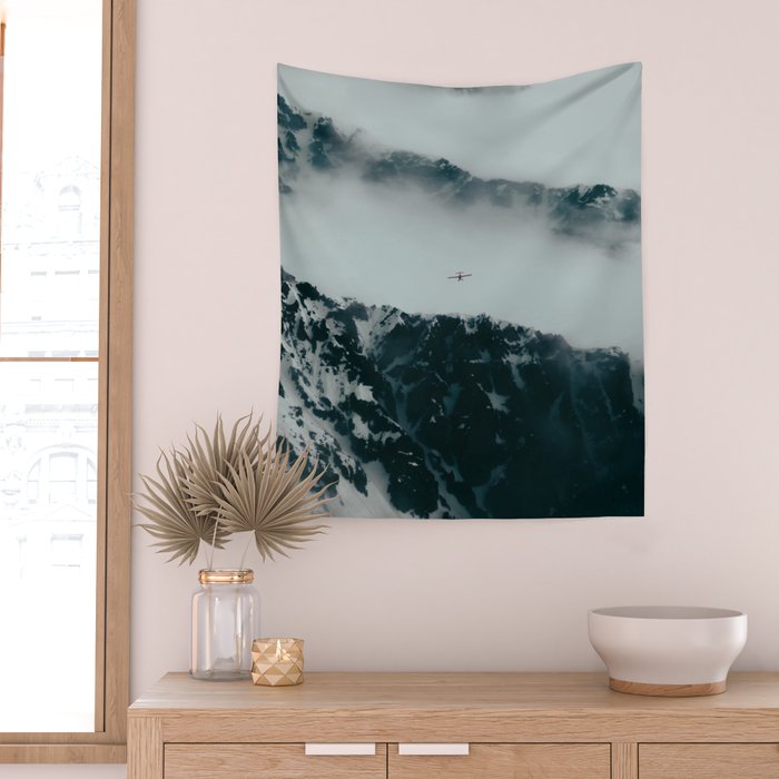 Flying Above Mountains Wall Tapestry Gallery Image 2