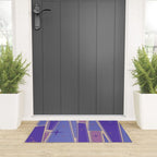 Mid Century Modern Atomic Purple Stained Glass and Stars Abstract Welcome Mat Gallery Image 3