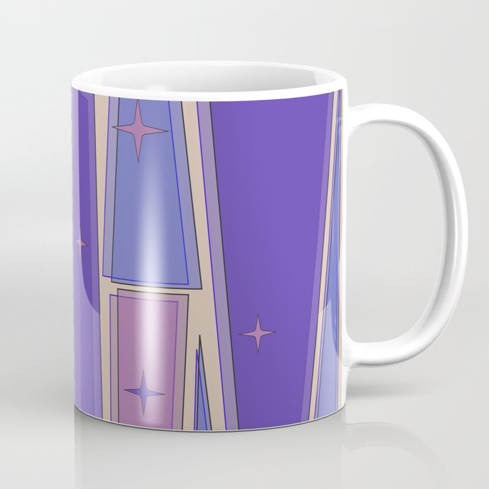 Mid Century Modern Atomic Purple Stained Glass and Stars Abstract Coffee Mug Gallery Image 1