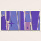 Mid Century Modern Atomic Purple Stained Glass and Stars Abstract Desk Mat Gallery Image 3