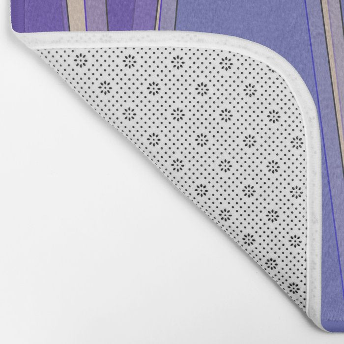 Mid Century Modern Atomic Purple Stained Glass and Stars Abstract Bath Mat Gallery Image 2
