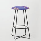 Mid Century Modern Atomic Purple Stained Glass and Stars Abstract Stool Gallery Image 1
